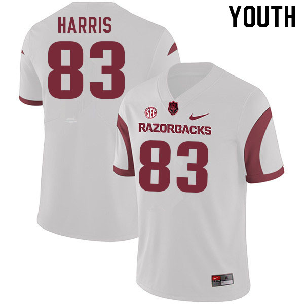 Youth #83 Chris Harris Arkansas Razorbacks College Football Jerseys Sale-White - Click Image to Close